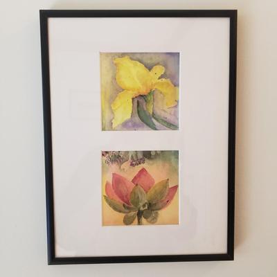 Two Framed Floral Watercolors (B1-KD)