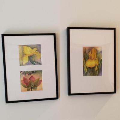 Two Framed Floral Watercolors (B1-KD)
