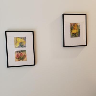 Two Framed Floral Watercolors (B1-KD)