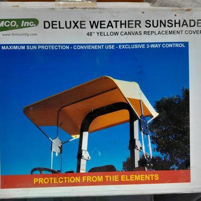 Two Femco Farm implement Deluxe weather sunshade 48" yellow replacement covers BRAND NEW!