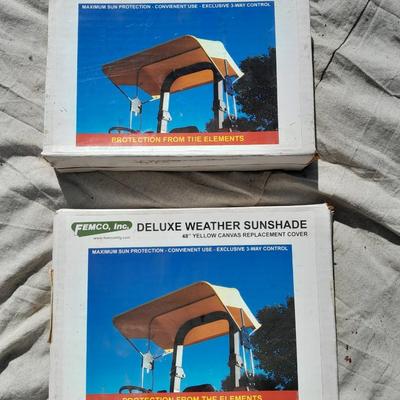 Two Femco Farm implement Deluxe weather sunshade 48" yellow replacement covers BRAND NEW!