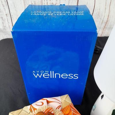 Brand new AVON wellness lamp / nightlight with musical Jewlery box and wicker decorative box