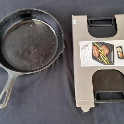 8" Cast Iron Skillet with a Cast Iron Griddle