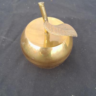 Red ceramic apple with two brass apple bells