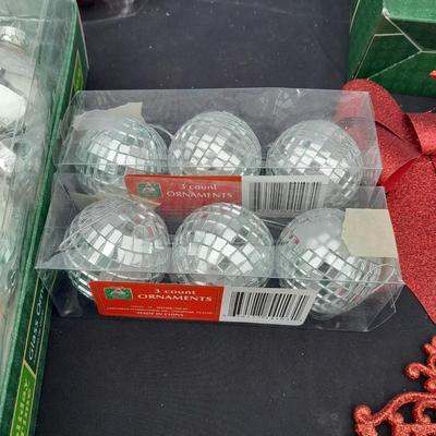 Glass Christmas tree ornaments - a led lit star and and other holiday items!