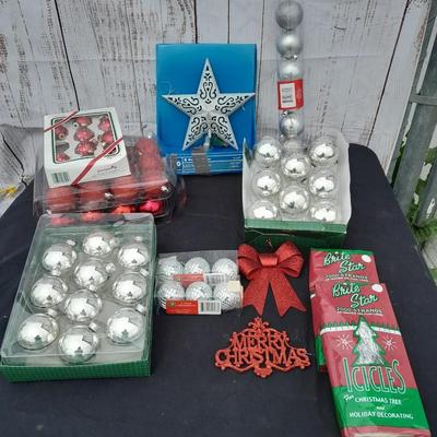 Glass Christmas tree ornaments - a led lit star and and other holiday items!
