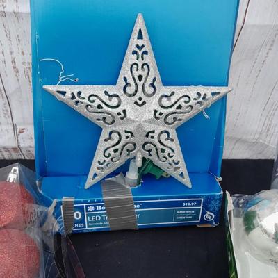Glass Christmas tree ornaments - a led lit star and and other holiday items!