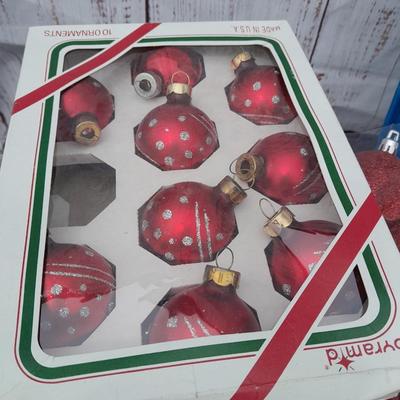 Glass Christmas tree ornaments - a led lit star and and other holiday items!