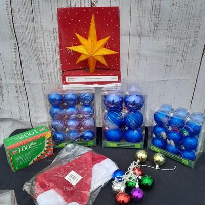 Glass Christmas tree ornaments - a led lit star and other holiday items!
