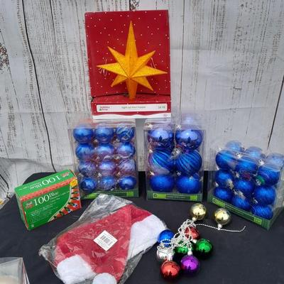 Glass Christmas tree ornaments - a led lit star and other holiday items!