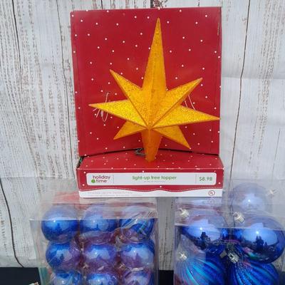 Glass Christmas tree ornaments - a led lit star and other holiday items!