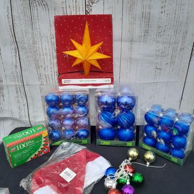 Glass Christmas tree ornaments - a led lit star and other holiday items!