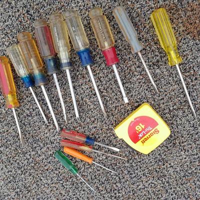 Screw Drivers and a tape measure