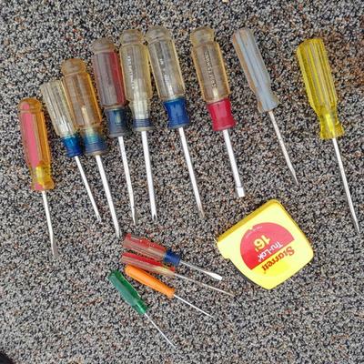 Screw Drivers and a tape measure