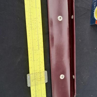 Vintage office items - slide rulers - Ink pen kit and more