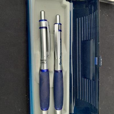 Vintage office items - slide rulers - Ink pen kit and more
