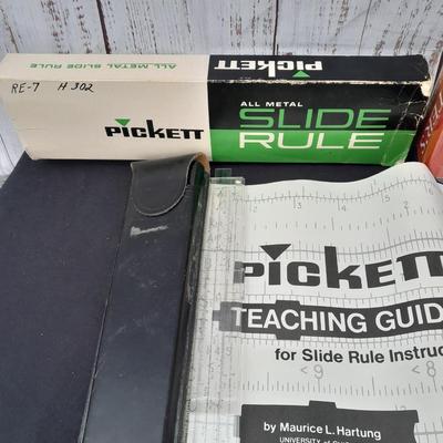 Vintage office items - slide rulers - Ink pen kit and more
