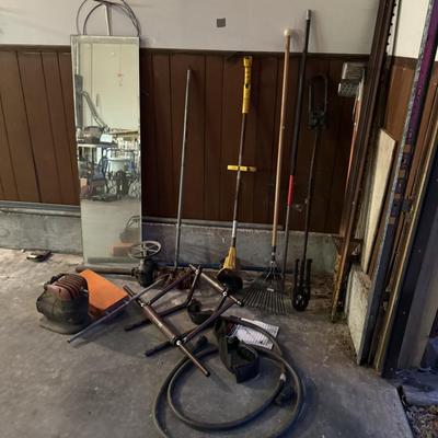 Air compressor, rake, mirror, t posts