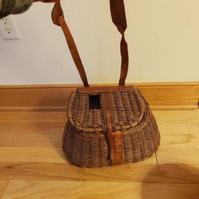 Fishing Creel Basket and Galvanized Minnow Bait Bucket (B1-KD)