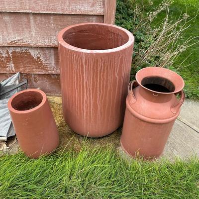 MILK CAN AND PLANTERS