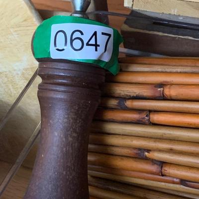 Mid Century Service Lot Wood Stainless