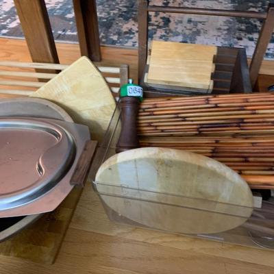Mid Century Service Lot Wood Stainless