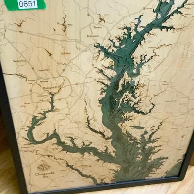 Large 3D Laser Cut Wood Chesapeake Bay Framed