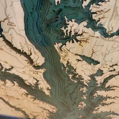 Large 3D Laser Cut Wood Chesapeake Bay Framed