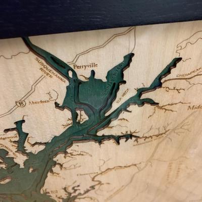 Large 3D Laser Cut Wood Chesapeake Bay Framed