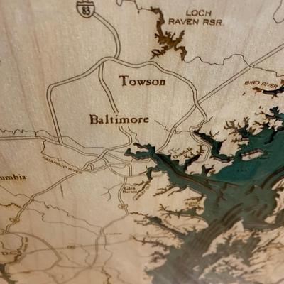 Large 3D Laser Cut Wood Chesapeake Bay Framed