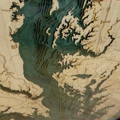 Large 3D Laser Cut Wood Chesapeake Bay Framed