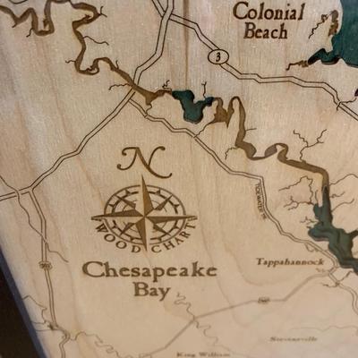 Large 3D Laser Cut Wood Chesapeake Bay Framed