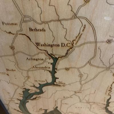 Large 3D Laser Cut Wood Chesapeake Bay Framed