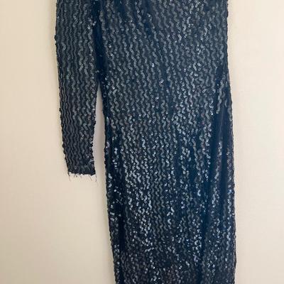 Vintage Sequined Off Shoulder Evening Dress & MOP Handbag