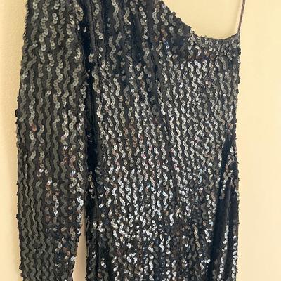Vintage Sequined Off Shoulder Evening Dress & MOP Handbag