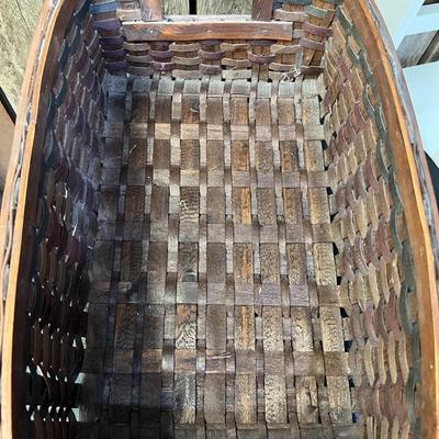 Two Mid Century Handwoven Rattan Handled Baskets
