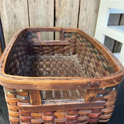 Two Mid Century Handwoven Rattan Handled Baskets