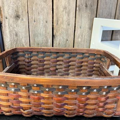 Two Mid Century Handwoven Rattan Handled Baskets