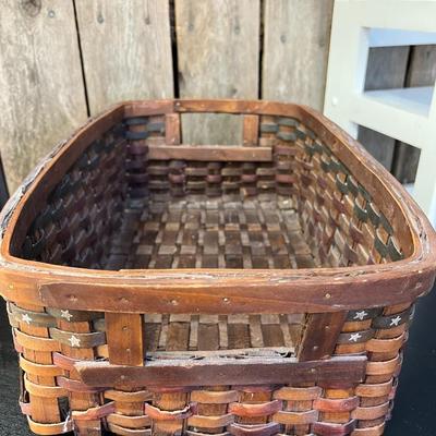 Two Mid Century Handwoven Rattan Handled Baskets