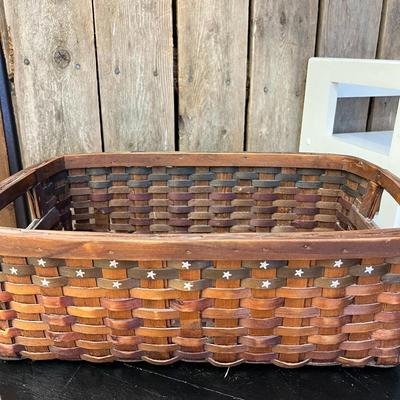 Two Mid Century Handwoven Rattan Handled Baskets