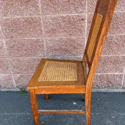 Early Century Inlaid Mission Style Caned Chair