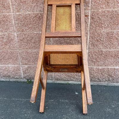 Early Century Inlaid Mission Style Caned Chair