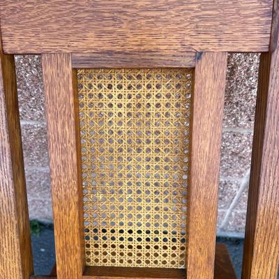 Early Century Inlaid Mission Style Caned Chair