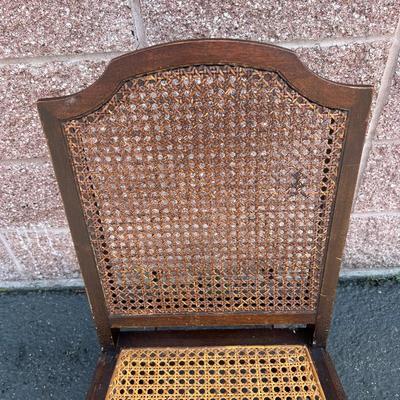 Petite Vintage Wood and Cane Rocking Chair