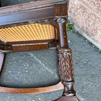 Petite Vintage Wood and Cane Rocking Chair