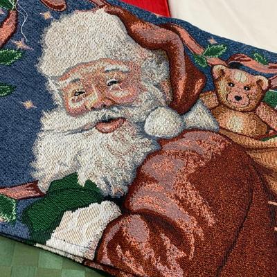 Large Tub - Christmas Dining Linens Lot - Table Runners Tablecloths Napkins Placemats