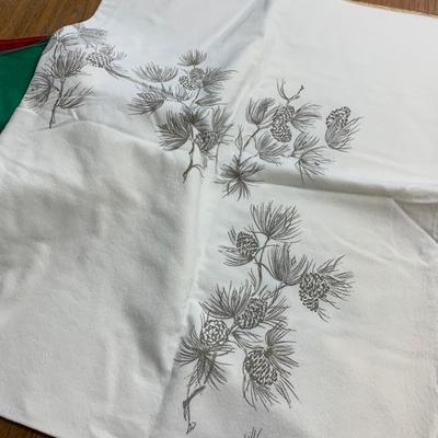 Large Tub - Christmas Dining Linens Lot - Table Runners Tablecloths Napkins Placemats