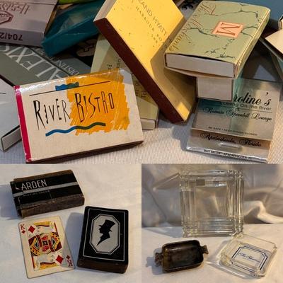 Collectible Souvenir Matches, Ash Trays, and Playing Cards (LR-DZ)
