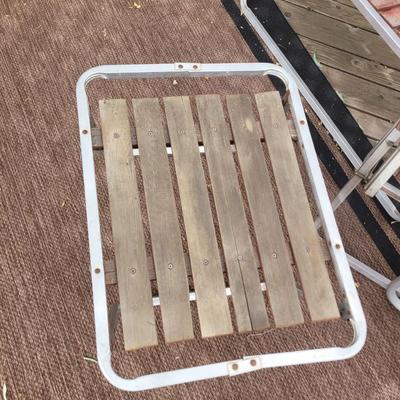 Set of vintage aluminum and wood patio furniture