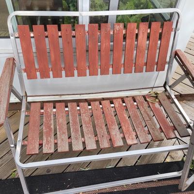 Set of vintage aluminum and wood patio furniture